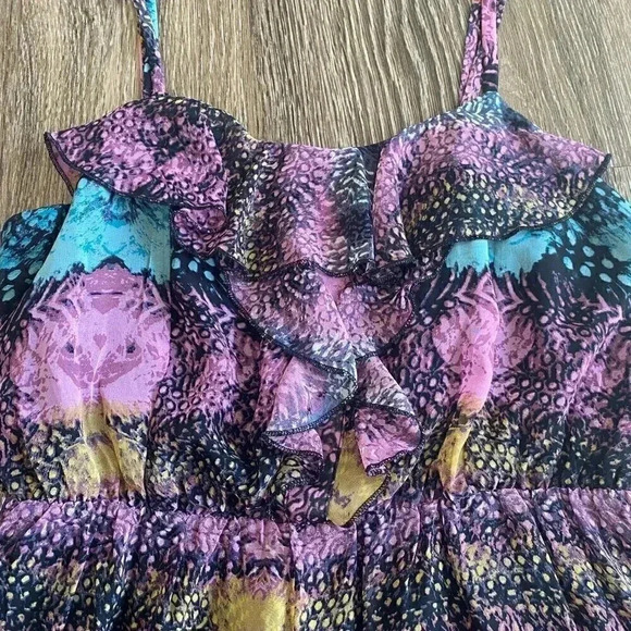 Purple Spaghetti Strap Printed Dress - S - Picture 3 of 10